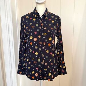 Vintage Hot Air Balloon Print Button Down Shirt | Slim | Long Sleeve | Medium